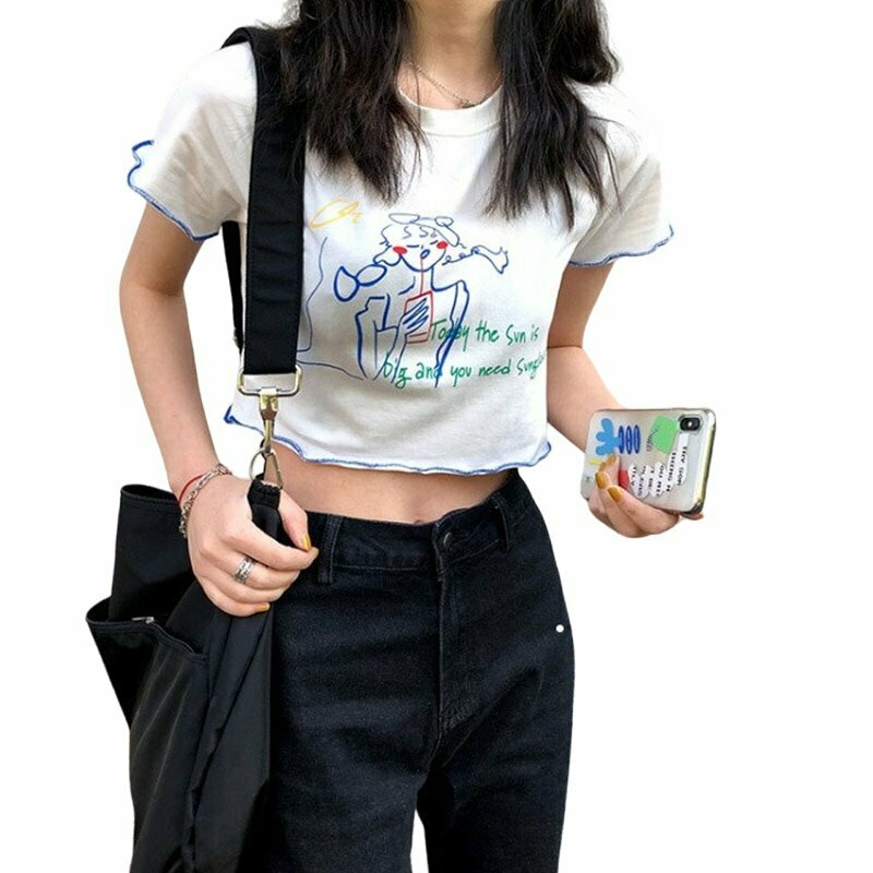 Y2K Grunge Harajuku Casual T-Shirt - 90s Retro Summer Outfit, Y2K Club & Party