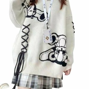 Y2K Grunge Harajuku Goth Sweater - Retro 90s Fashion, Summer Y2K Outfits,