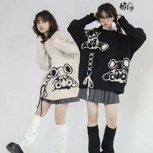 Y2K Grunge Harajuku Goth Sweater - Retro 90s Fashion, Summer Y2K Outfits,