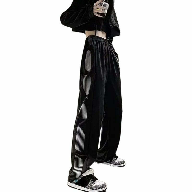 Y2K Grunge Harajuku Striped Jogger Sweatpants - 90s Retro Summer Outfit Essentials