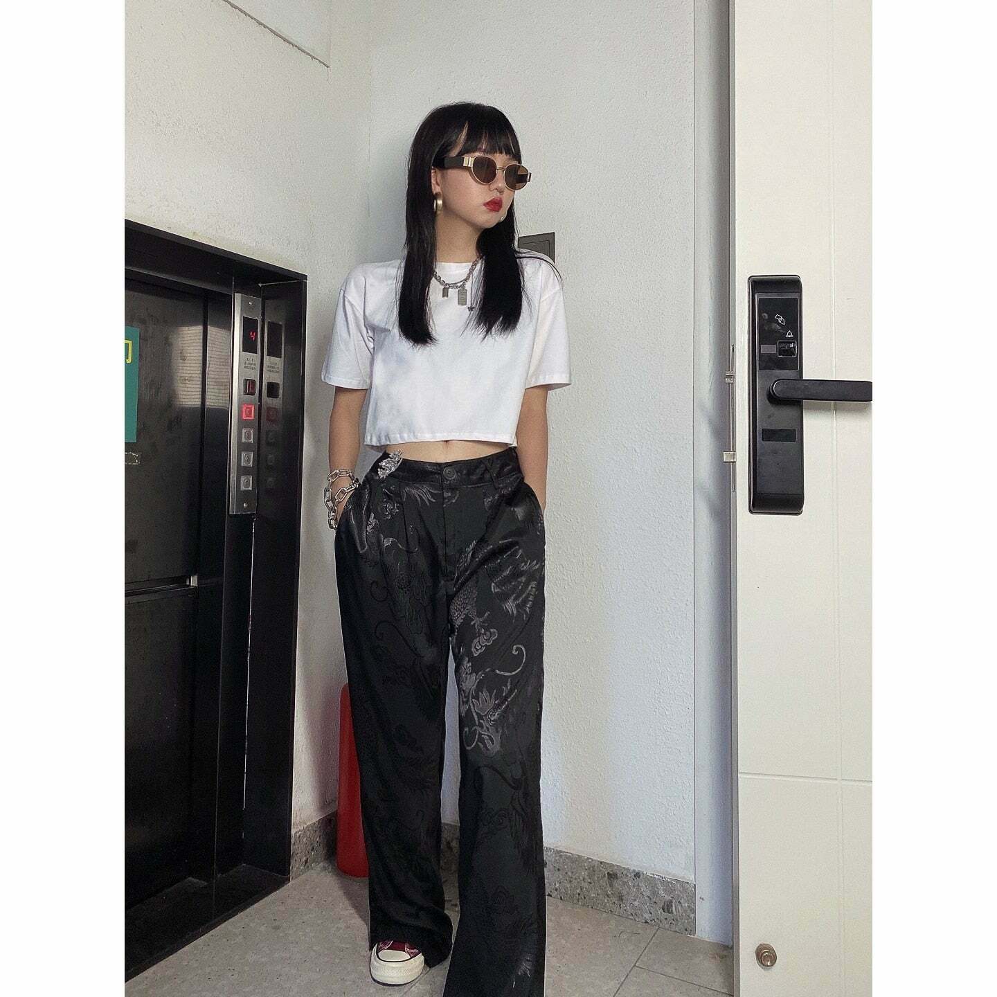 Y2K Grunge Harajuku Style Wide Leg Pants - Retro 90s Fashion, Summer Outfits, and More