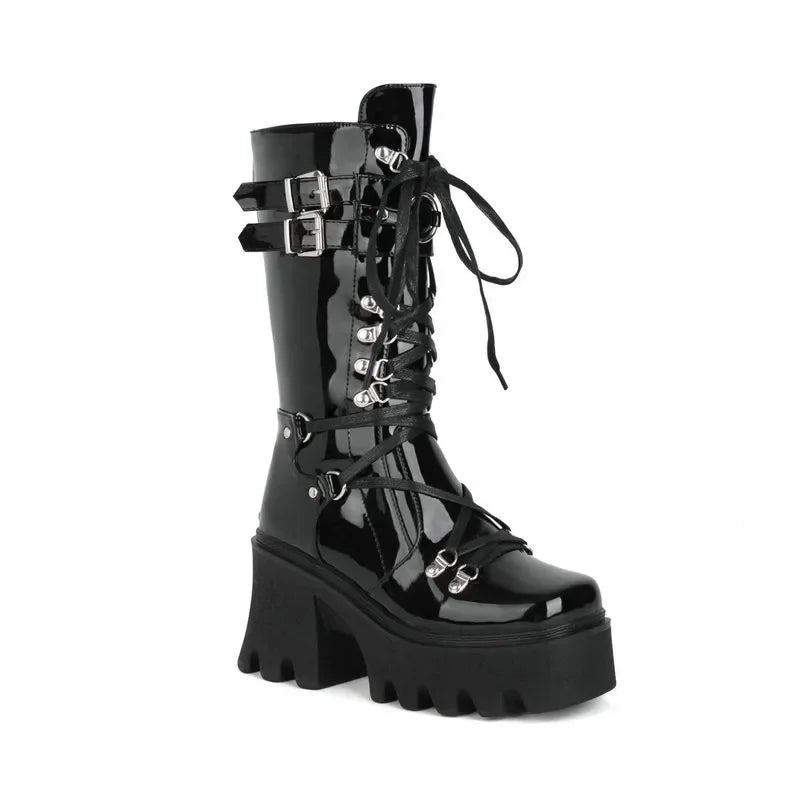 Y2K Grunge High Platform Boots - Retro 90s Fashion, Gothic Y2K, Summer Party Outfits