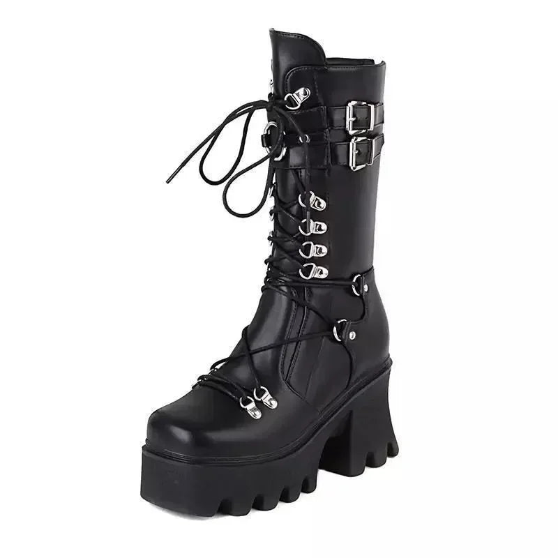 Y2K Grunge High Platform Boots - Retro 90s Fashion, Gothic Y2K, Summer Party Outfits