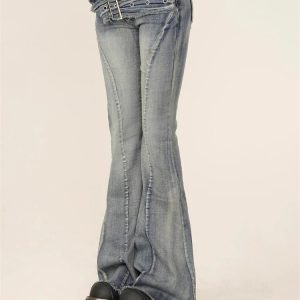 Y2K Grunge High Waist Bell-Bottoms - Retro 90s Fashion, Summer Y2K Outfits,