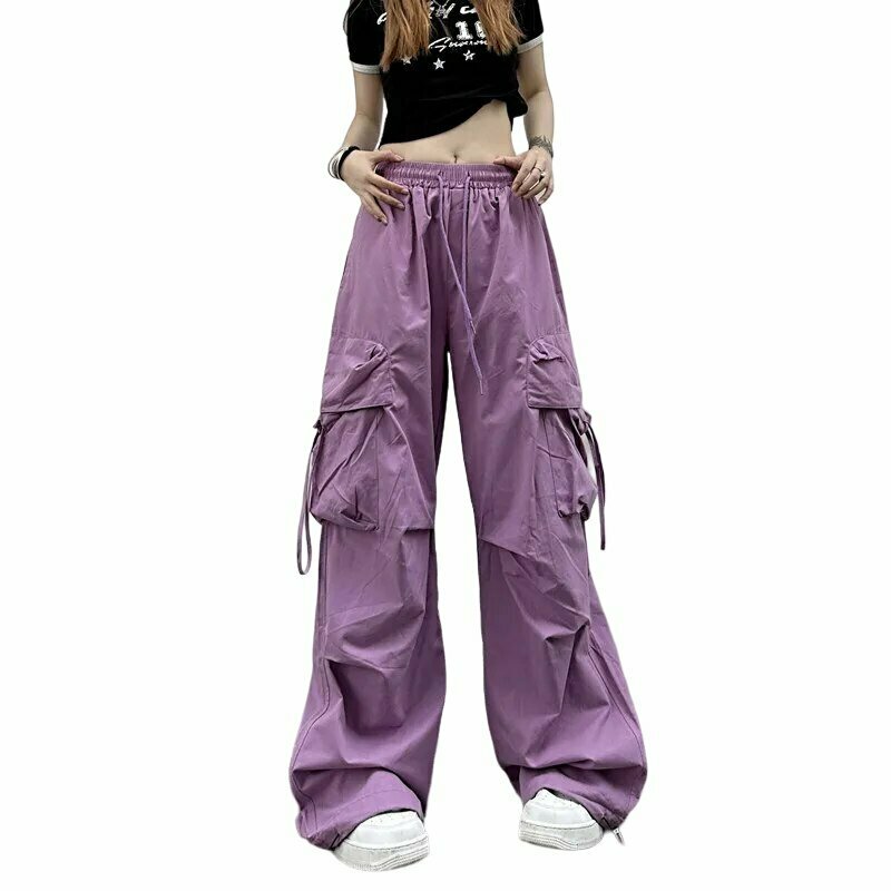 Y2K Grunge High Waist Cargo Pants - Retro 90s Summer Outfit, Gothic Y2K Fashion