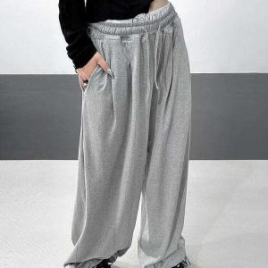 Y2K Grunge High Waist Oversize Pants - 90s Hip Hop Retro Summer Outfit for Women