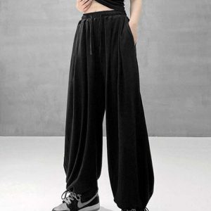 Y2K Grunge High Waist Oversize Pants - 90s Hip Hop Retro Summer Outfit for Women