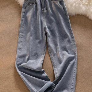 Y2K Grunge High Waist Wide Leg Jeans - Retro 90s Fashion, Summer Y2K Outfits, Gothic