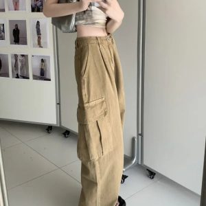 Y2K Grunge High-Waisted Cargo Trousers - 90s Retro Summer Outfit, Y2K Club