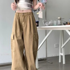 Y2K Grunge High-Waisted Cargo Trousers - 90s Retro Summer Outfit, Y2K Club