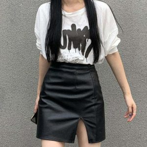 Y2K Grunge High Waisted Mini Skirt - 90s Fashion, Retro Summer Outfit, Gothic Y2K