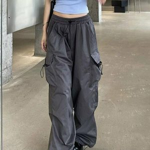 Y2K Grunge Hip Hop Cargo Baggy Pants - 90s Retro Summer Outfit for Women