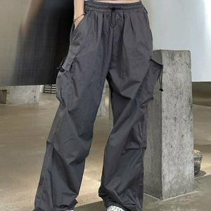 Y2K Grunge Hip Hop Cargo Baggy Pants - 90s Retro Summer Outfit for Women