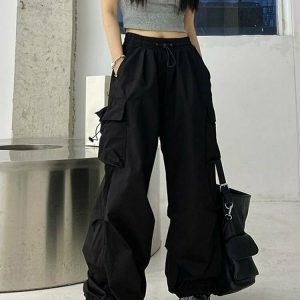 Y2K Grunge Hip Hop Cargo Baggy Pants - 90s Retro Summer Outfit for Women