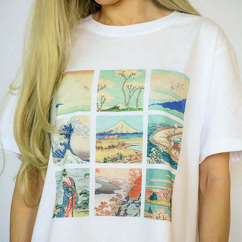 Y2K Grunge Hokusai Tee - Retro 90s Fashion, Summer Outfits, and Pastel Goth Style