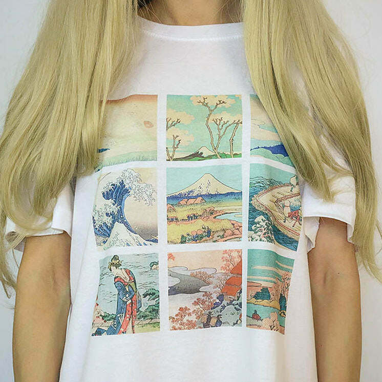 Y2K Grunge Hokusai Tee - Retro 90s Fashion, Summer Outfits, and Pastel Goth Style