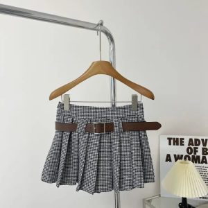 Y2K Grunge Houndstooth Pleated Skirt - Retro 90s Fashion, Summer Y2K Out