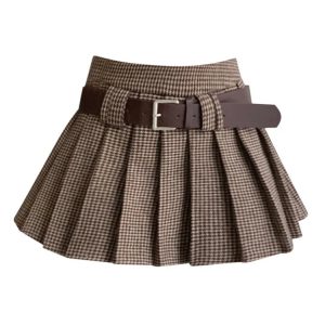 Y2K Grunge Houndstooth Pleated Skirt - Retro 90s Fashion, Summer Y2K Out