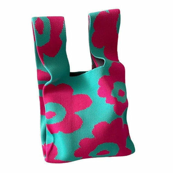 Y2K Grunge Indie Aesthetic Flower Tote Bag - Perfect for 90s Summer Outfits & Retro Style