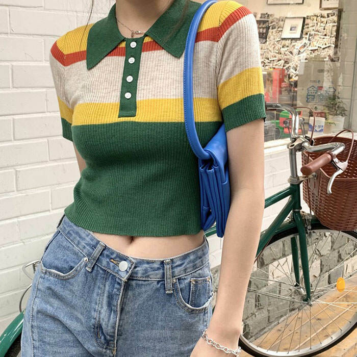 Y2K Grunge Indie Aesthetic Ribbed Crop Top - 90s Retro Summer Party Outfit