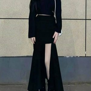 Y2K Grunge Irregular Skirt - Sexy Spring Retro 90s Fashion, Summer Party Outfit