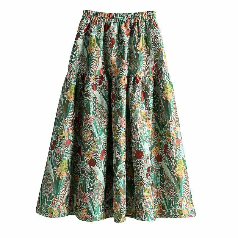 Y2K Grunge Jacquard Floral Embroidery Skirt - Retro 90s Summer Outfit, Pastel Goth Style