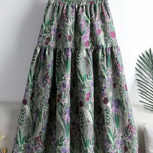 Y2K Grunge Jacquard Floral Embroidery Skirt - Retro 90s Summer Outfit, Pastel Goth Style