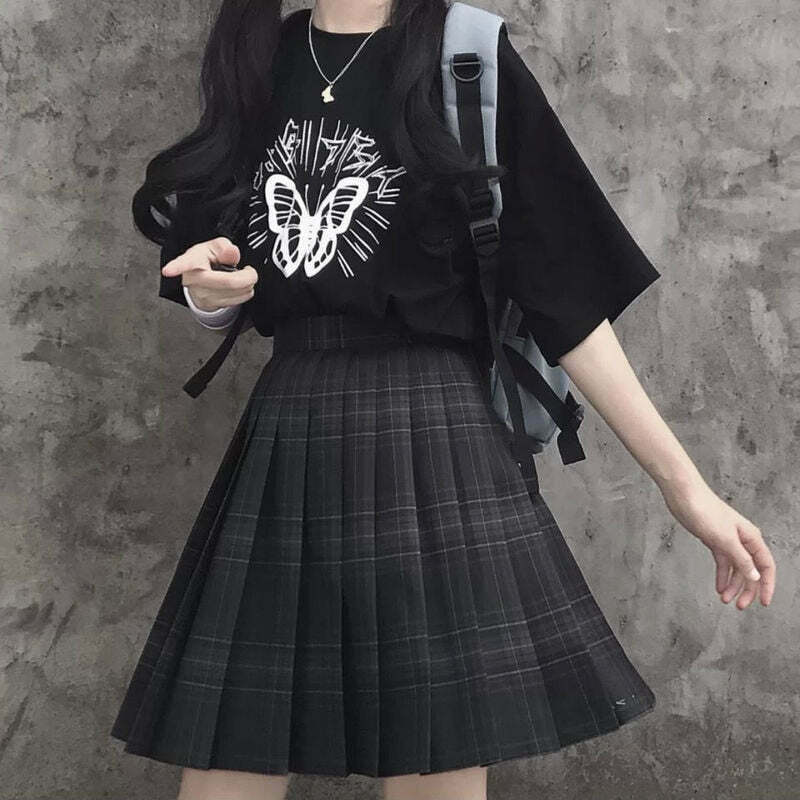 Y2K Grunge Kawaii Goth Mini Plaid Skirt - Retro 90s Fashion, Summer Outfits, Party