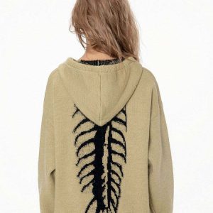 Y2K Grunge Knit Hoodie - Retro 90s Fashion, Summer Y2K Outfits, Pastel Goth Style