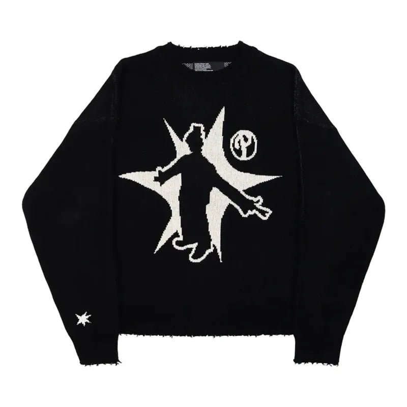 Y2K Grunge Knit Sweater - Retro 90s Hip Hop Style, Perfect for Y2K Summer and Party