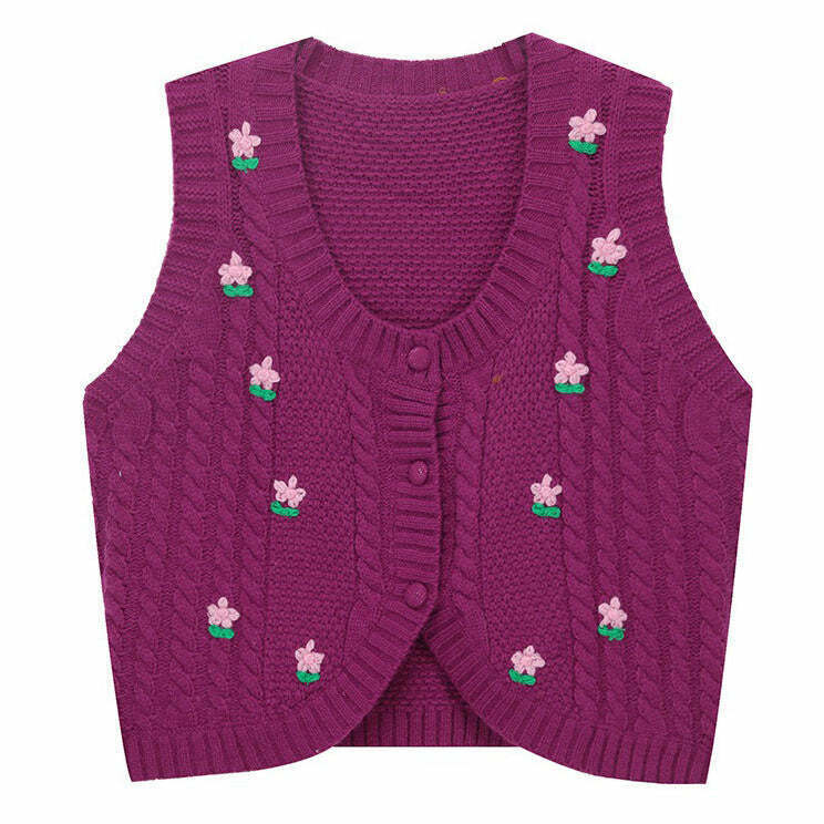 Y2K Grunge Knit Vest - Retro 90s Fashion, Summer Outfits, Pastel Goth, and Popstar