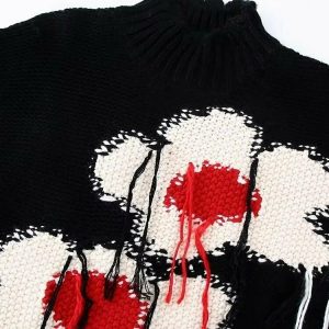 Y2K Grunge Knitting Sweater - Retro 90s Fashion, Summer Outfits, and Pastel Goth Style