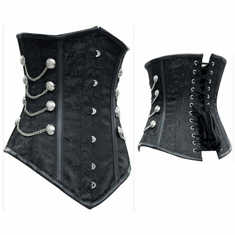 Y2K Grunge Lace Corset with Chains - Retro 90s Fashion, Gothic Y2K, Summer Party Outfit