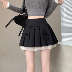 Y2K Grunge Lace Mini Skirt - Retro 90s Fashion, Summer Y2K Outfits, Gothic Y