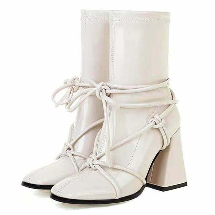 Y2K Grunge Lace-Up Ankle Boots - Retro 90s Fashion, Gothic Y2K, Summer Y2