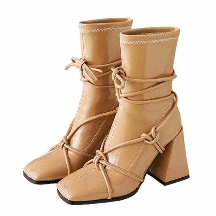 Y2K Grunge Lace-Up Ankle Boots - Retro 90s Fashion, Gothic Y2K, Summer Y2