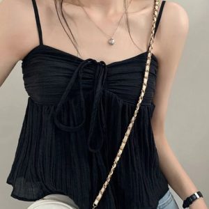 Y2K Grunge Lace-up Camisole Top - Retro 90s Fashion, Summer Y2K Outfits,