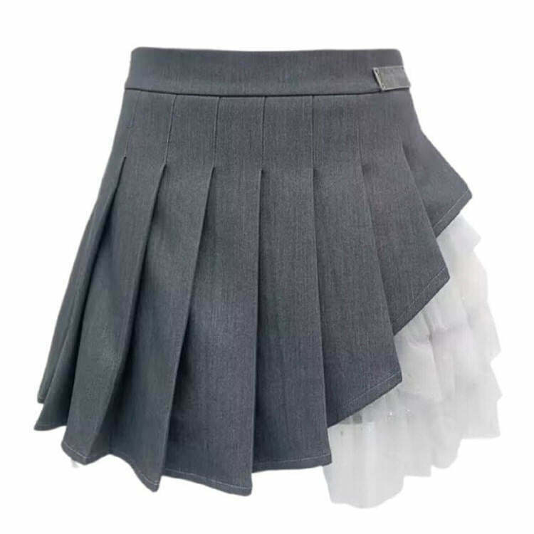 Y2K Grunge Layered Gray Skirt - Retro 90s Fashion, Summer Y2K Outfits, Past