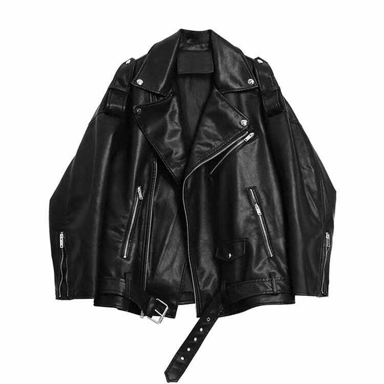 Y2K Grunge Leather Jacket - 90s Fashion, Retro Style, Y2K Summer & Party Outfits