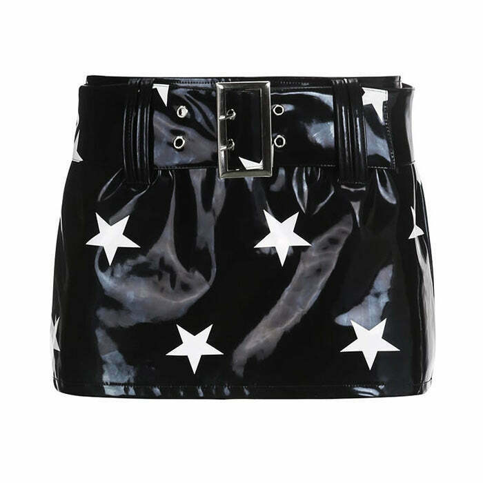 Y2K Grunge Leather Mini Skirt - Retro 90s Fashion, Y2K Summer Outfits, Gothic Y