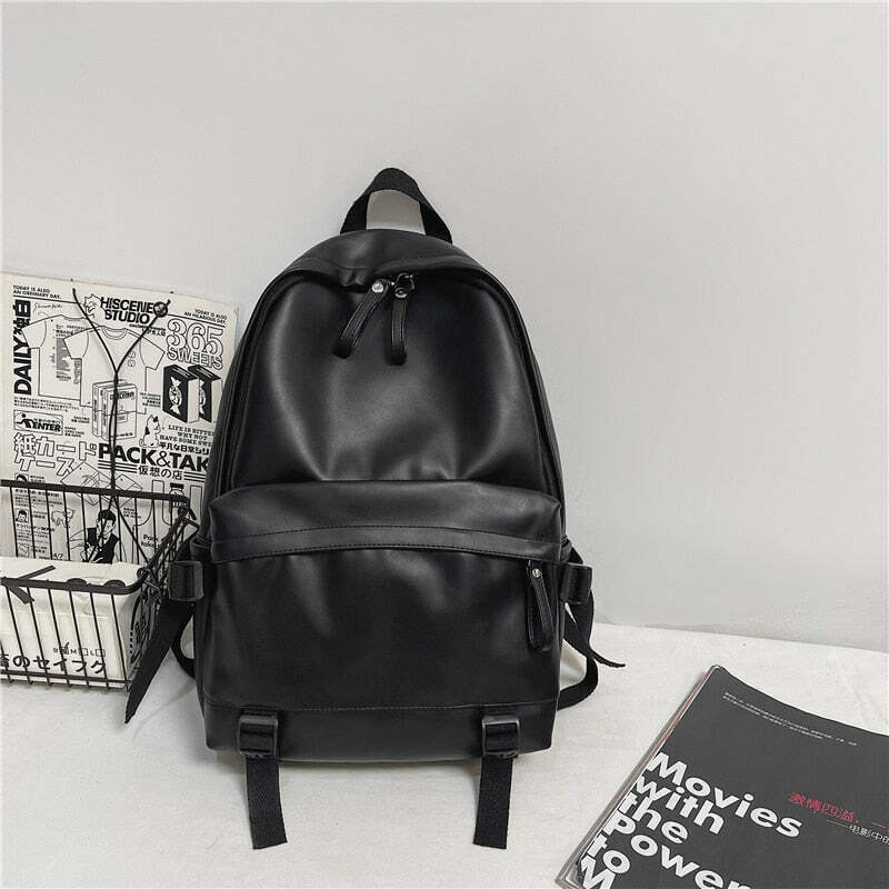 Y2K Grunge Leather Rucksack - Retro 90s Fashion Backpack for Summer Outfits & Parties