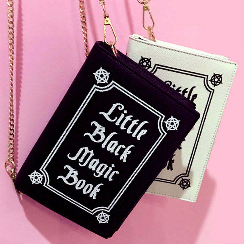 Y2K Grunge Little Black Magic Book Bag - 90s Retro Goth Fashion, Perfect for Y2K Summer