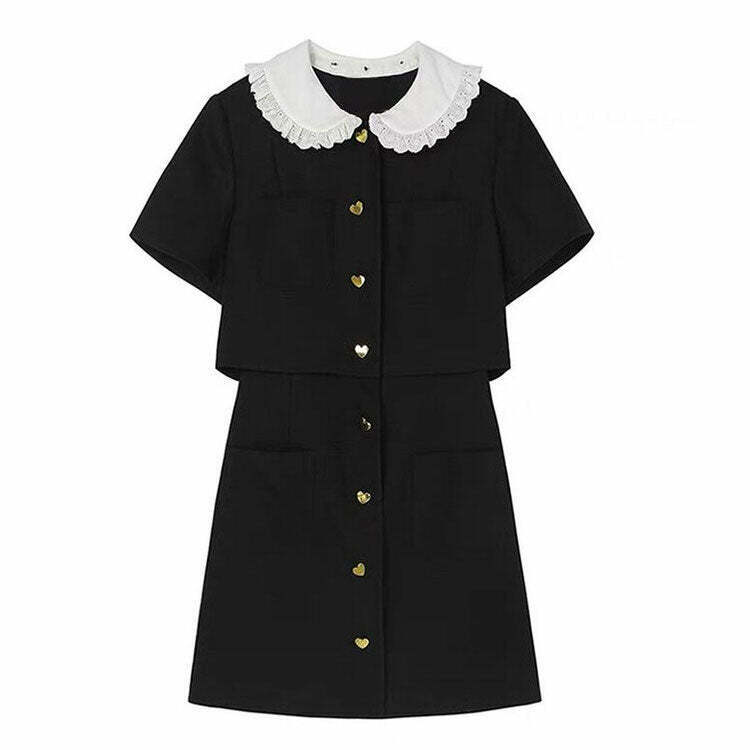 Y2K Grunge Little Witch Mini Black Dress - Perfect for 90s Fashion and Summer Y2K Outfits