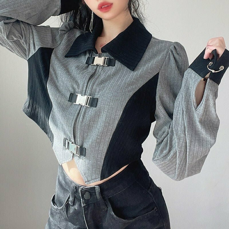 Y2K Grunge Long Sleeve Crop Top - Retro 90s Fashion, Summer Outfits, and Party Looks