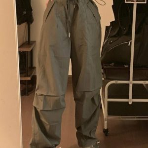 Y2K Grunge Low Waist Baggy Cargo Pants - 90s Retro Summer Outfit for Women