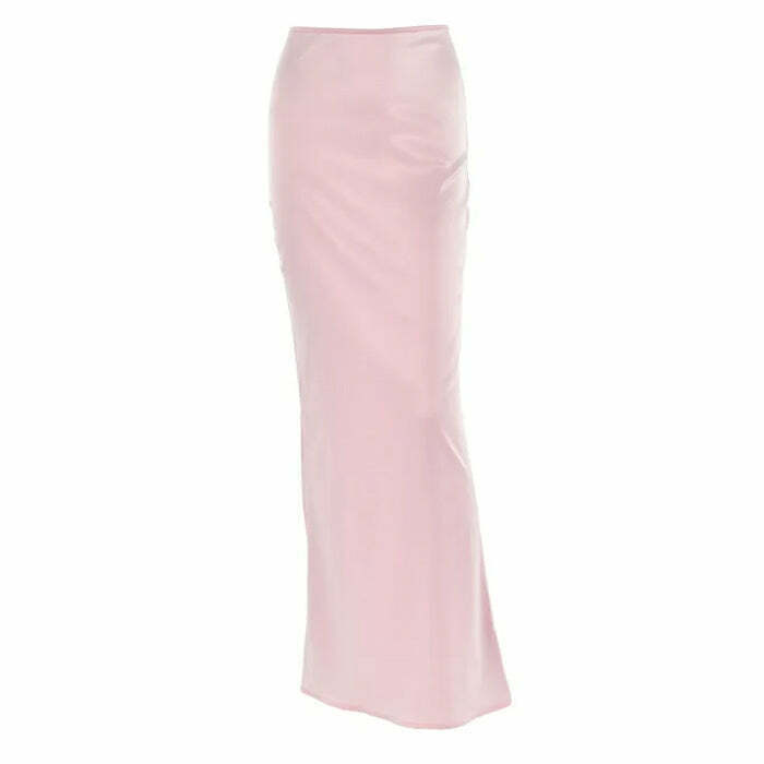 Y2K Grunge Mermaid Core Satin Maxi Skirt - Retro 90s Fashion, Summer Y2K Outfits