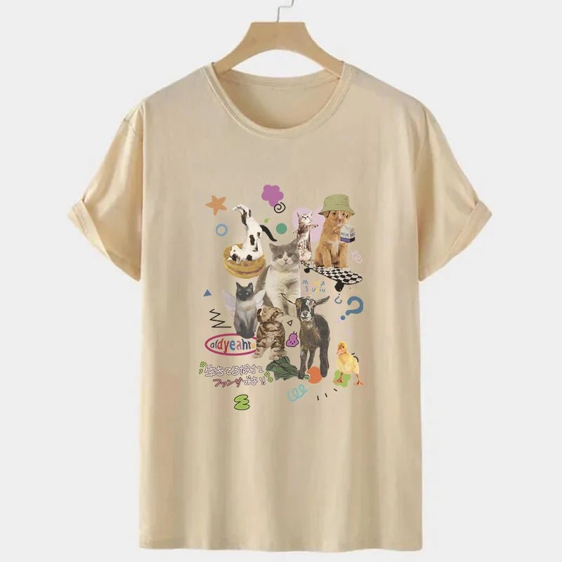 Y2K Grunge Milk Cat Graphic Oversized Women's T-Shirt - 90s Retro Summer Outfit