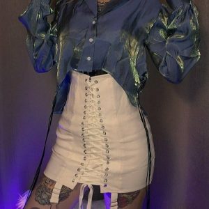 Y2K Grunge Mini Skirt - Retro 90s Fashion, Summer Outfits, Pastel Goth, Hip Hop