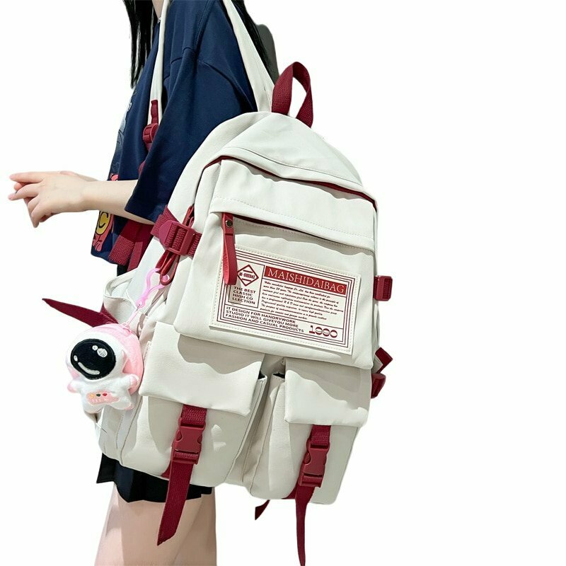 Y2K Grunge Multipocket Nylon Backpack - Retro 90s Fashion, Pastel Goth, Y2K Club Out