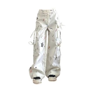 Y2K Grunge Nautical Cargo Trousers - 90s Retro Summer Outfit, Y2K Club & Party